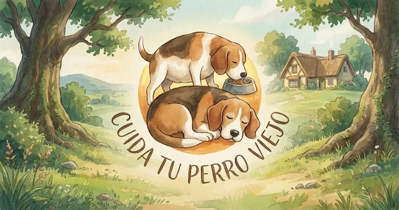 Cuidadora usando la calculadora de calidad de vida junto a su perro senior
